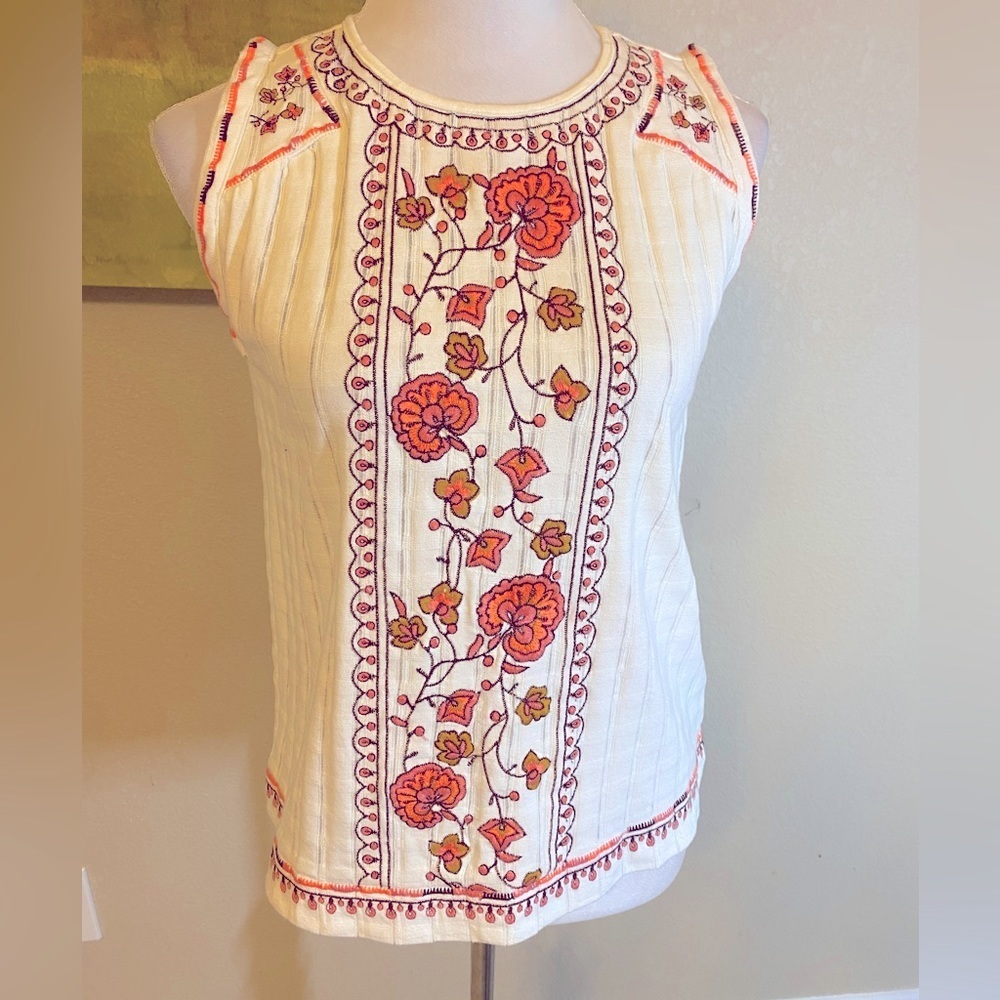 NWOT Anthropologie Embroidered Sleeveless Top, Size XS